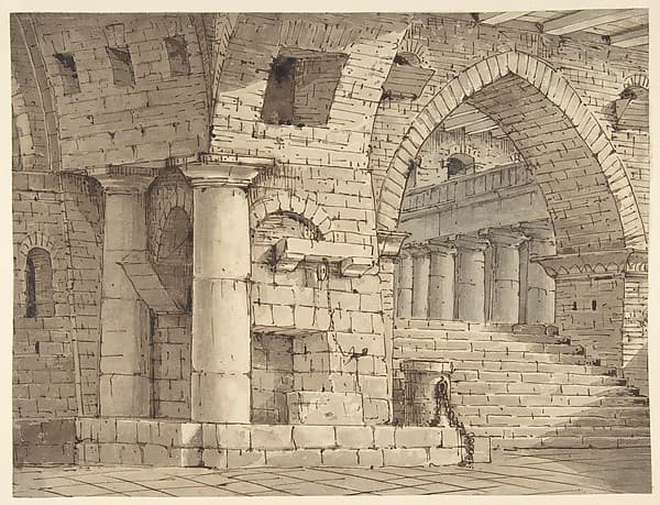 Design for a Stage Set Showing the Interior of a Fortress or Dungeon, by Pietro di Gottardo Gonzaga