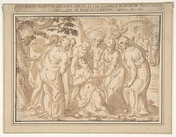 Saint Paul Surrounded by Disciples after His Lapidation at Lystra (Acts 14:20), by Giovanni Guerra