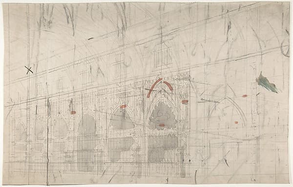Design for a Stage Set at the Opéra, Paris: Church Interior, by Eugène Cicéri
