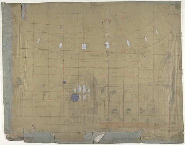 Design for a Stage Set at the Opéra, Paris: Church Interior, by Eugène Cicéri
