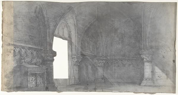 Design for a Stage Set at the Opéra, Paris: Church Interior, by Eugène Cicéri