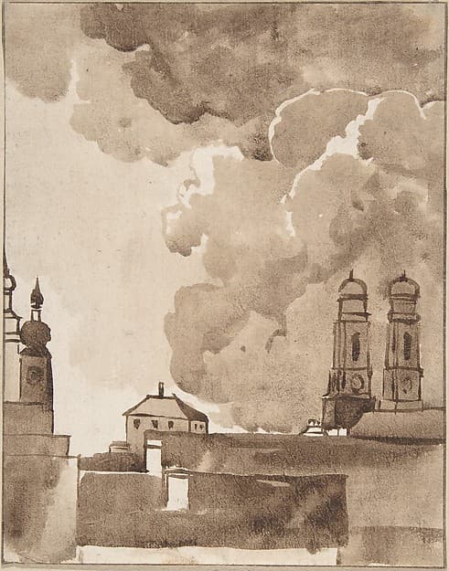 View of Munich with Marienkirche on right, by Franz Kobell