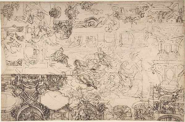 Studies for a Ceiling (recto and verso), by Michel Corneille the Younger