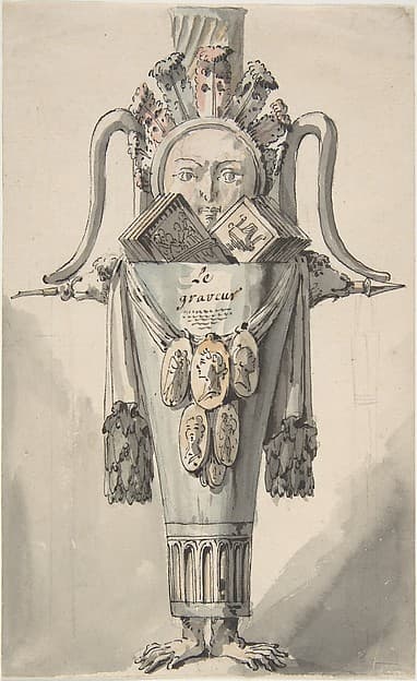 Caricature of an Engraver (recto); Sketch for a Caricature (verso), by Jean Charles Delafosse