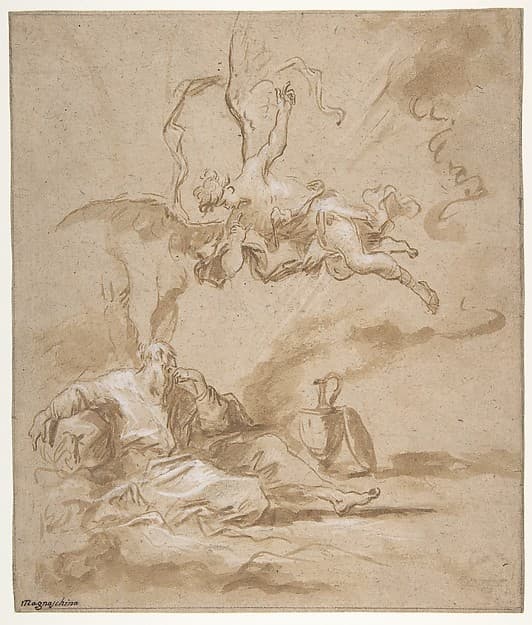 Elijah Visited by an Angel in the Wilderness (1 Kings 19:4-8), by Alessandro Magnasco