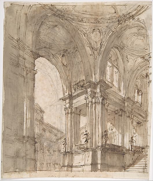 Architectural Study (recto); Separate Sheet with Architectural Drawing (verso), by Filippo Juvarra