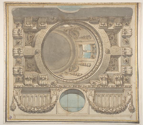 Architectural Design for a Ceiling with a Dome, by Flaminio Innocenzo Minozzi