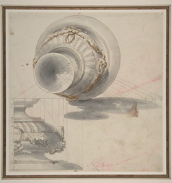 Design of a Perspective projection for an Urn, by Flaminio Innocenzo Minozzi