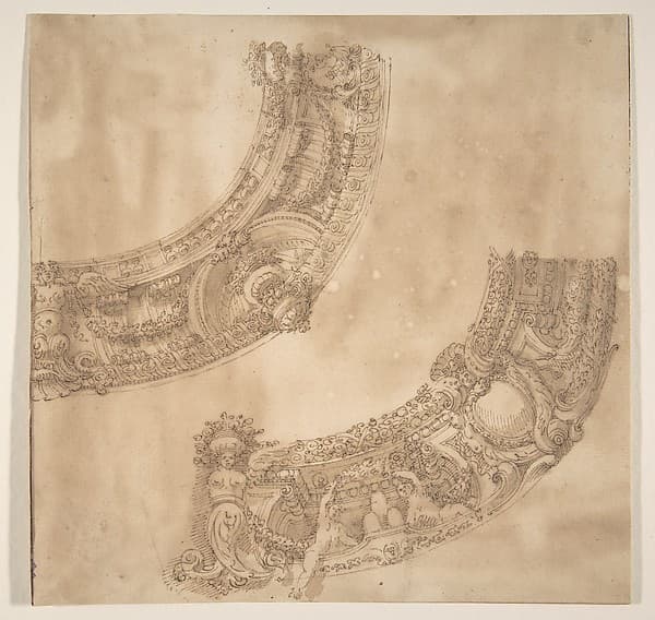 Two Designs for the Decoration of a Circular Frieze or Cornice, by Agostino (Stanzani) Mitelli