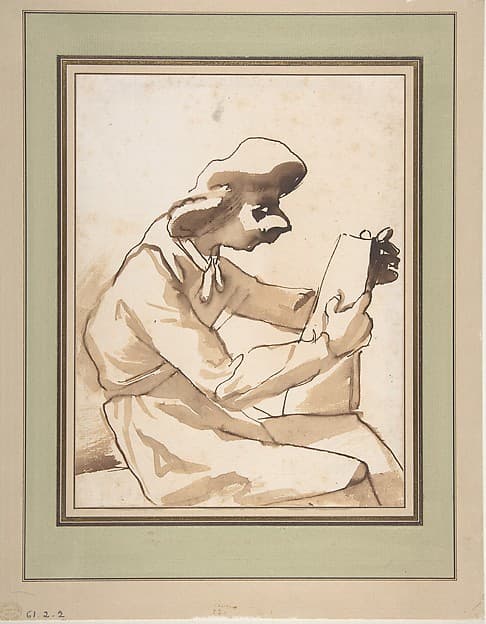 Caricature of a Seated Man Reading, by Pier Francesco Mola