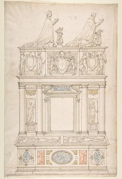 Design for a Double Tomb, by Anonymous, French, 16th century