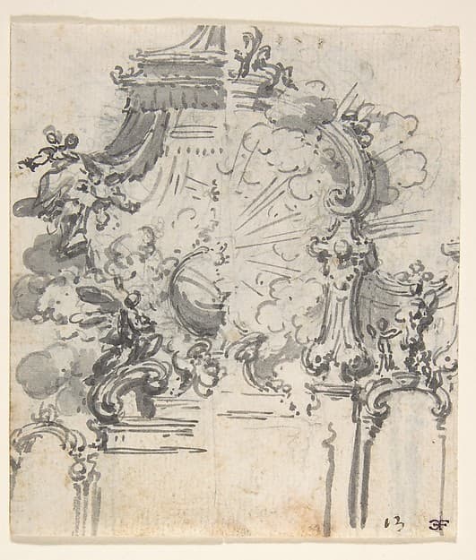 Ornament Design with Alternate Suggestion (recto). Variant Ornament Design with Alternate Suggestion (verso), by Giovanni Battista Natali III