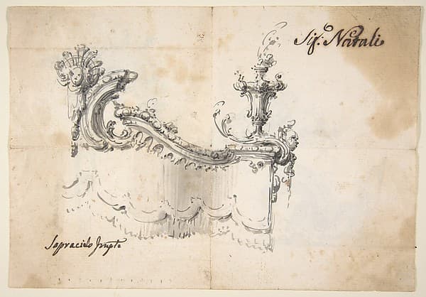 Design for a Canopy (recto). Design for an Armchair (verso), by Giovanni Battista Natali III