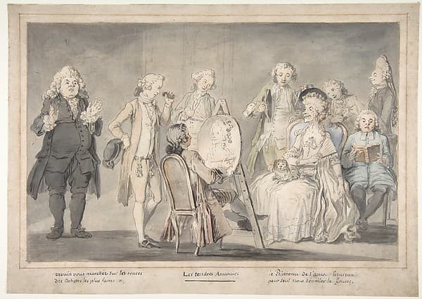 Satirical drawing: Artist Painting an Old Lady's Portrait, by Pietro Antonio Novelli