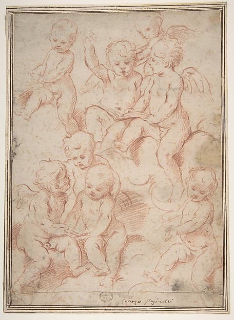 Winged Putti with Open Music Books, by Lorenzo Pasinelli