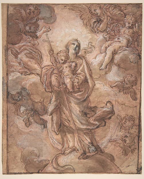 The Virgin Immaculate with the Christ Child in Glory (recto); Rinaldo and Armida (verso), by Giuseppe Passeri (Passari)