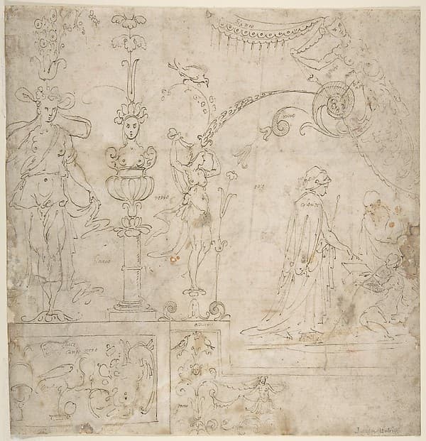 Design for a Grotesque Wall Decoration, by Perino del Vaga (Pietro Buonaccorsi)