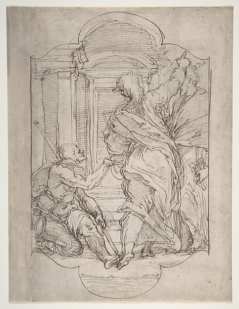 Saint Peter and Saint John Healing a Cripple at the Gate of the Temple, by Perino del Vaga (Pietro Buonaccorsi)