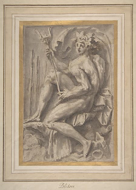 Seated Triton, by Perino del Vaga (Pietro Buonaccorsi)