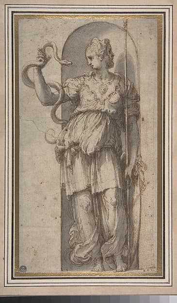 Study for Allegorical Figure of Prudence, by Perino del Vaga (Pietro Buonaccorsi)