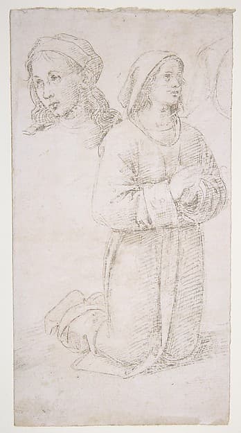 Study of a Kneeling Youth and of the Head of Another, by Perugino (Pietro di Cristoforo Vannucci)