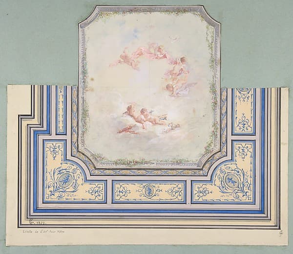 Design for Ceiling with Putti, Hôtel of Doctor Cranchi, by Jules-Edmond-Charles Lachaise