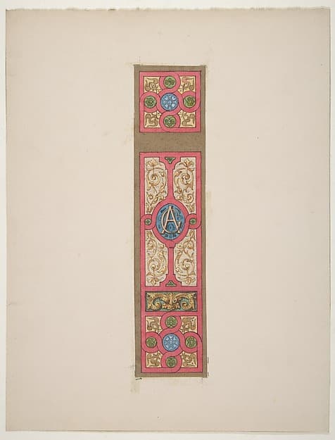 Design for the painted decoration of a wall of ceiling panel monogrammed "CA", by Jules-Edmond-Charles Lachaise
