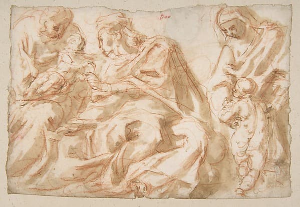 The Holy Family with Saint Elizabeth and the Infant Baptist, by Cesare Pollino (Cesare dal Francia or Franchi)