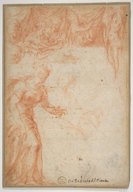 Figural Studies for a Scene (The Birth of the Virgin or Saint John the Baptist?), by Rosso Fiorentino