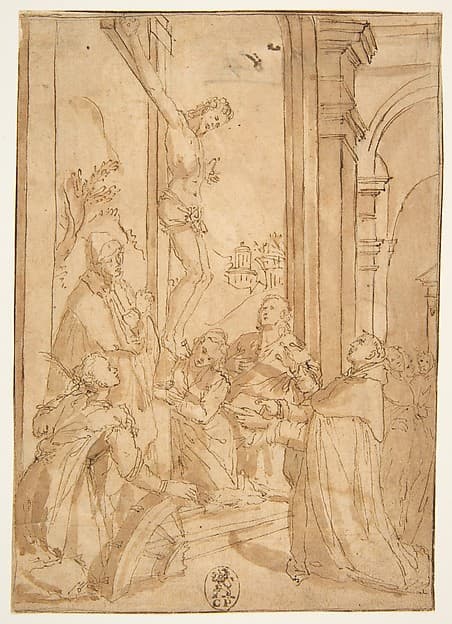 St. Thomas Aquinas Presenting His Work to the Crucified Christ, by Santi di Tito