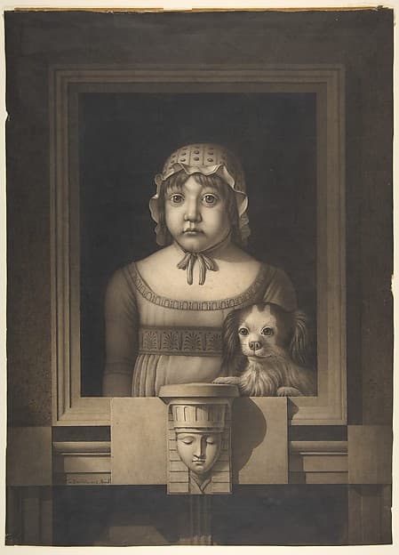 Portrait of a Girl and Her Dog, by Jean Jacques Lequeu