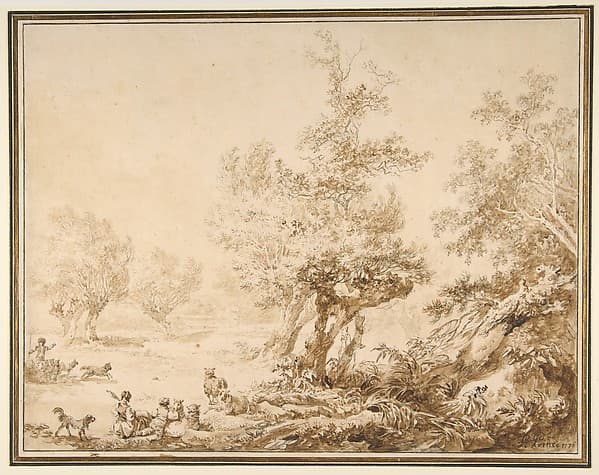 Shepherd with His Flock in a Clearing, by Jean-Baptiste Le Prince