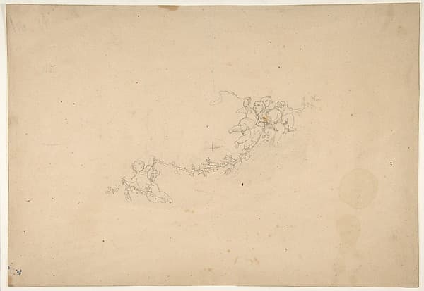 Three putti holding aloft a garland, by Jules-Edmond-Charles Lachaise