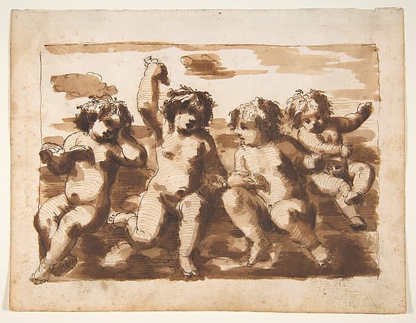 Four Putti on Clouds, by Leonardo Scaglia