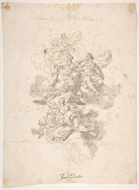 Group of Allegorical figures: Sketch for a Ceiling Decoration ?, by Francesco Solimena