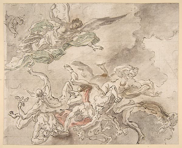 Study for the Fall of Simon Maqus, S. Paolo Maggiare, Naples, by Francesco Solimena