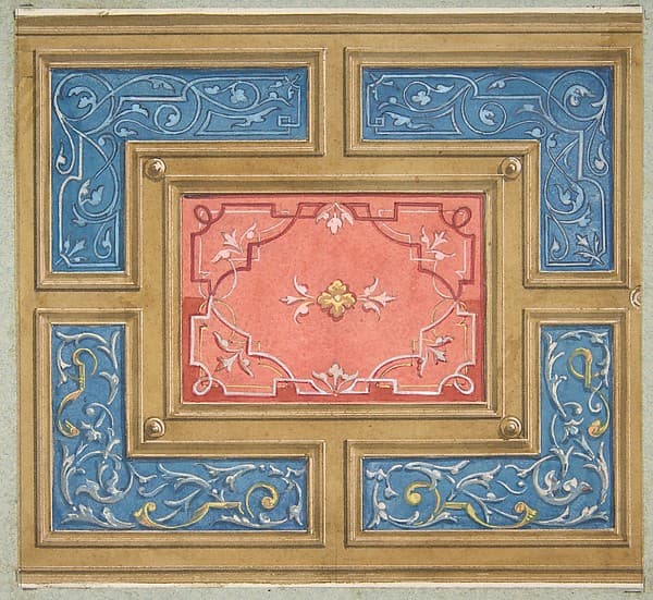 Design for a coffered ceiling with painted panels, by Jules-Edmond-Charles Lachaise