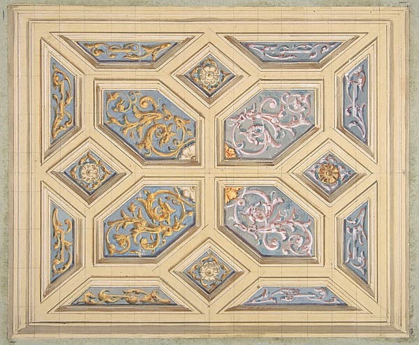 Design for a coffered ceiling decorated with rinceaux, by Jules-Edmond-Charles Lachaise