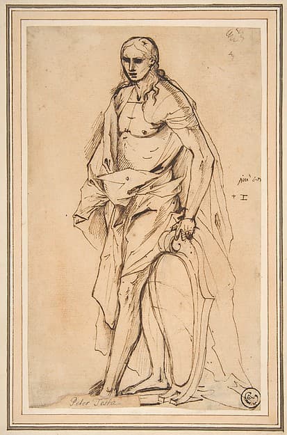 Standing Male Figure Supporting a Shield, by Pietro Testa