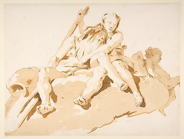 Seated River God, Nymph with an Oar, and Putto, by Giovanni Battista Tiepolo