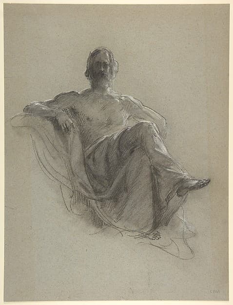 Seated Bearded Man, Nude to the Waist (Jupiter Seated), by Isidore Pils