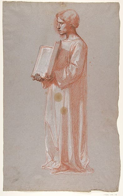 Acolyte with Open Book (middle register; study for wall paintings in the Chapel of Saint Remi, Sainte-Clotilde, Paris, 1858), by Isidore Pils