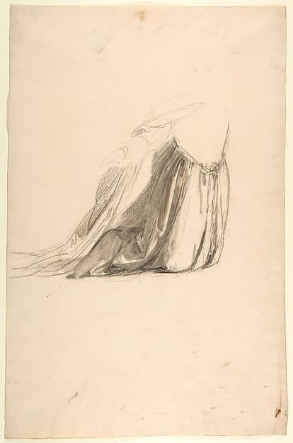 Drapery Study for Sainte Clotilde (middle register; study for wall paintings in the Chapel of Saint Remi, Sainte-Clotilde, Paris, 1858), by Isidore Pils