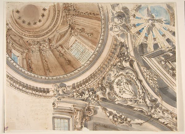 Design for Part of a Church Ceiling with a Dome, by Faustino Trebbi