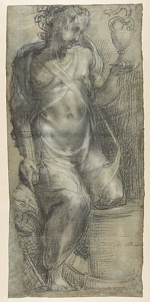 Saint John the Evangelist (recto; Cartoon for a Fresco); Saint Mark (verso; Cartoon for a Fresco), by Francesco Salviati (Francesco de' Rossi)