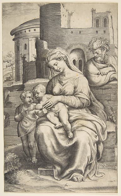 The Holy Family with Saint John the Baptist, by Giulio Bonasone