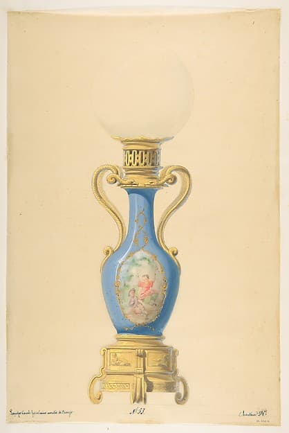 Design for an Oil Lamp, by Anonymous, French, 19th century