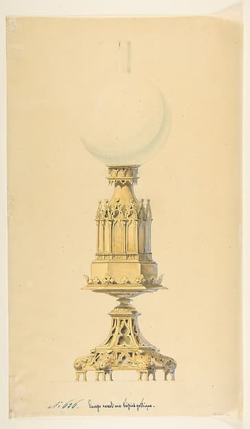 Design for an Oil Lamp, by Anonymous, French, 19th century