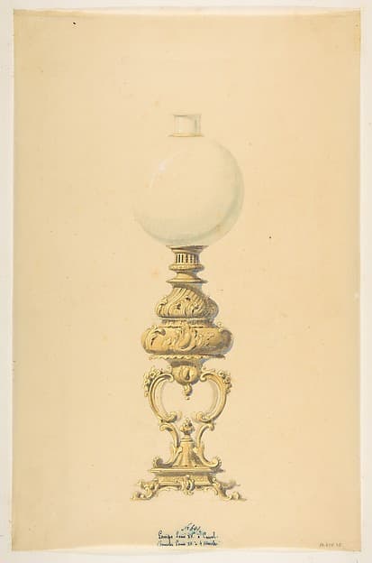 Design for an Oil Lamp, by Anonymous, French, 19th century