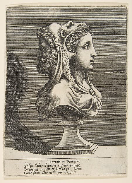 Bust of Hercules and Dejanira, by Giulio Bonasone